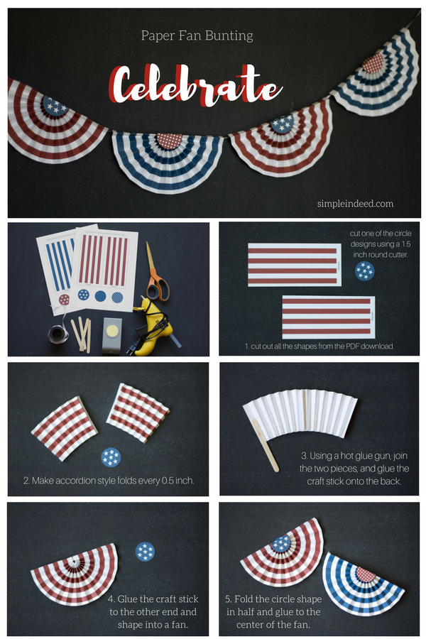 Patriotic paper fans tutorial by Simple Indeed