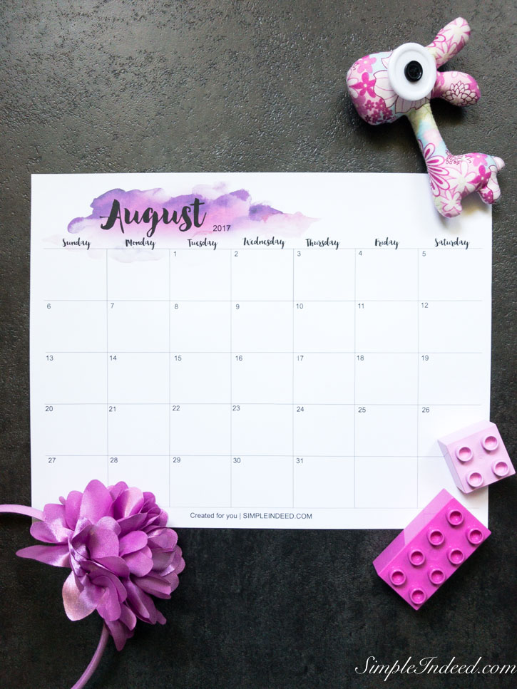 Watercolor wall planner august