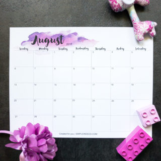 Watercolor wall planner august